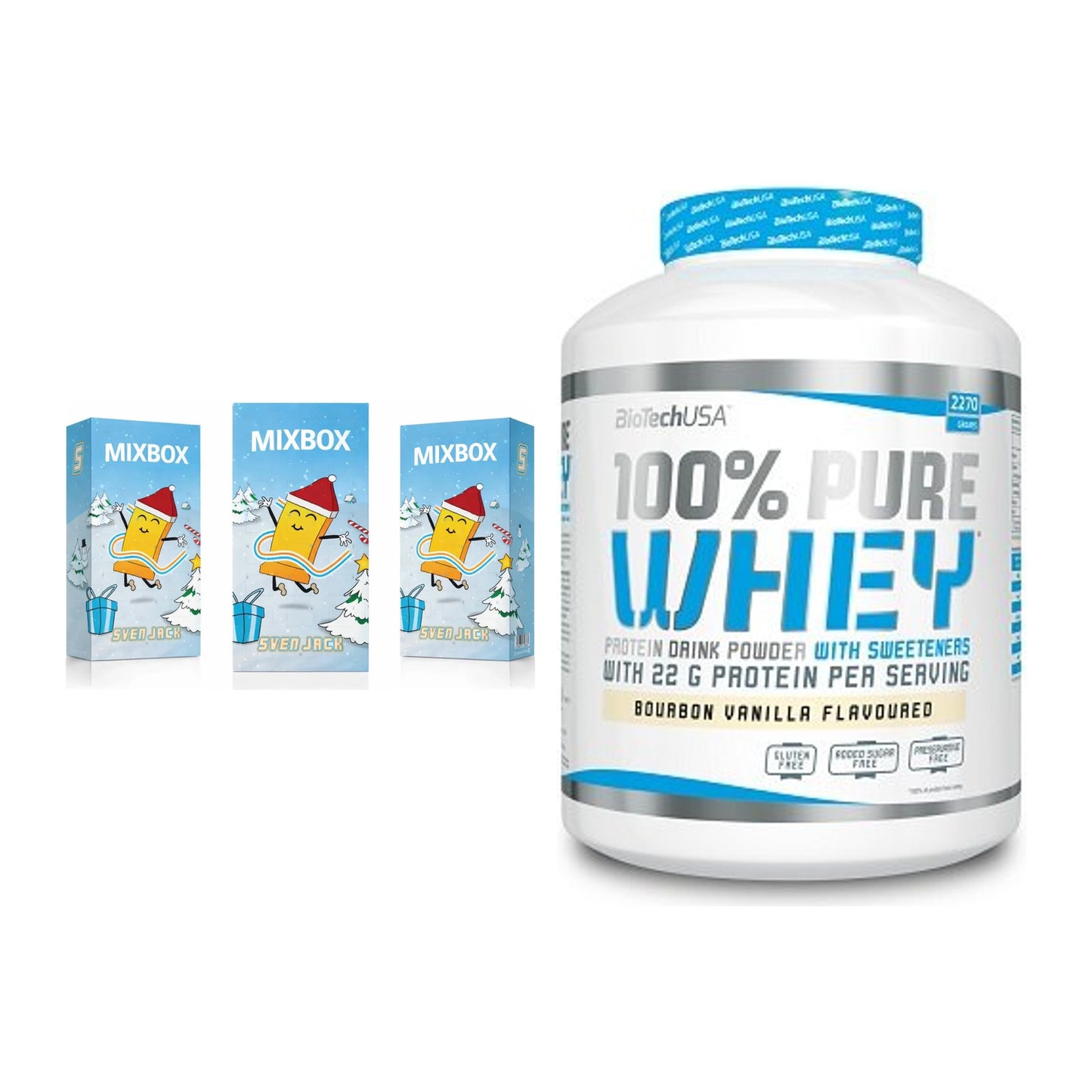 Protein-Frühstücks-Set: Sven Jack MIXBOX + BioTech 100% Pure – alle enthaltenen Artikel