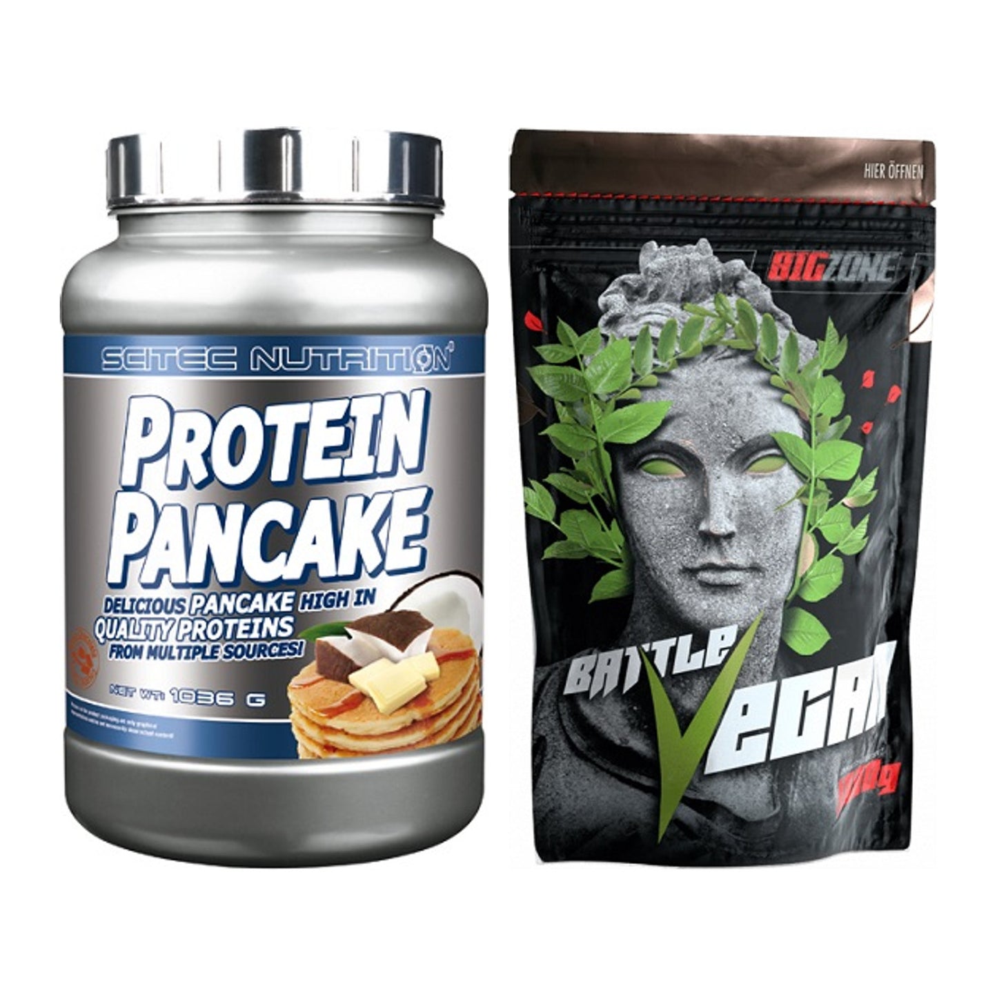 Protein-Frühstücks-Set: Scitec Protein Pancake + Big Zone Battle Vegan – alle enthaltenen Artikel