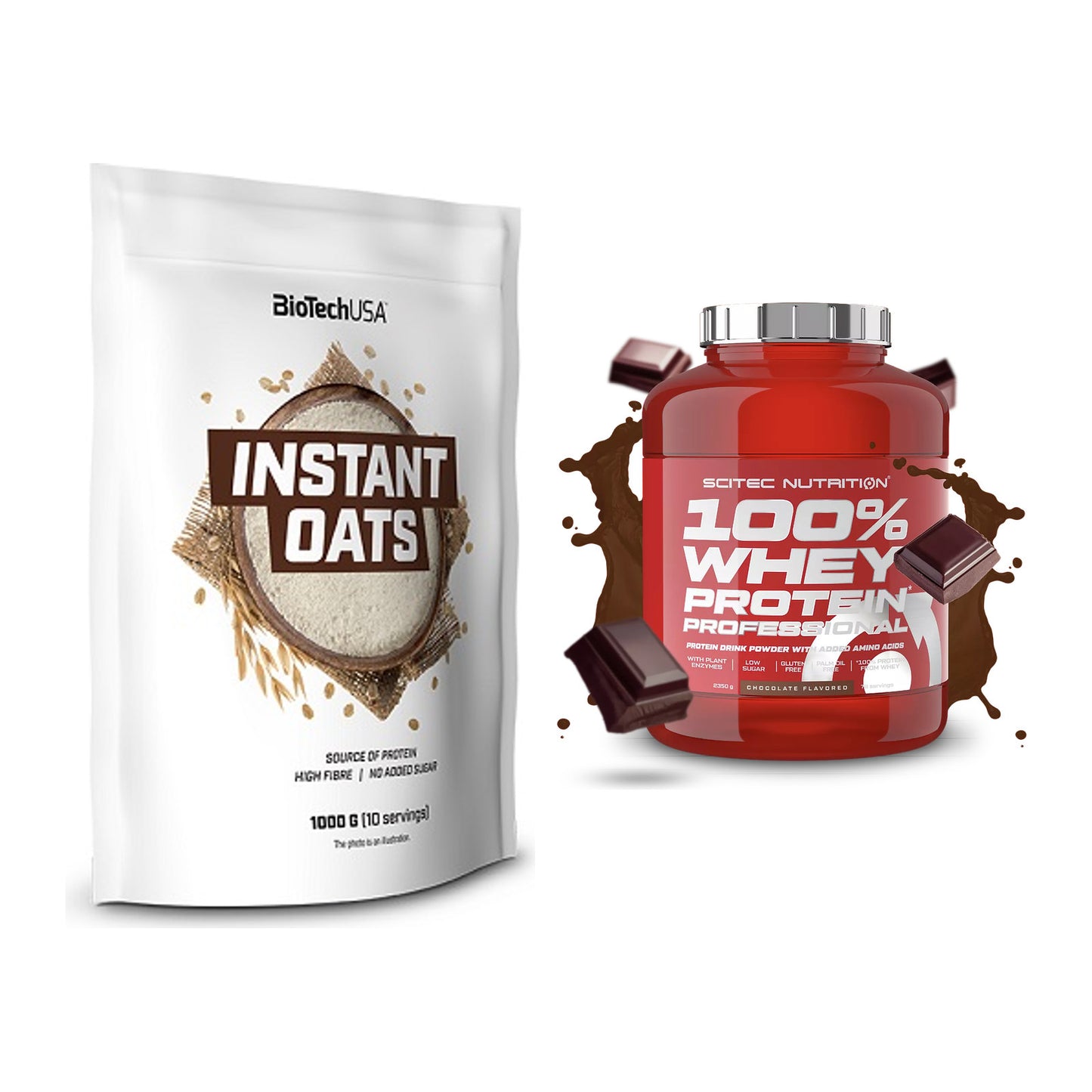 Protein-Frühstücks-Set: BioTech Instant Oats + Scitec 100% Whey – alle enthaltenen Artikel