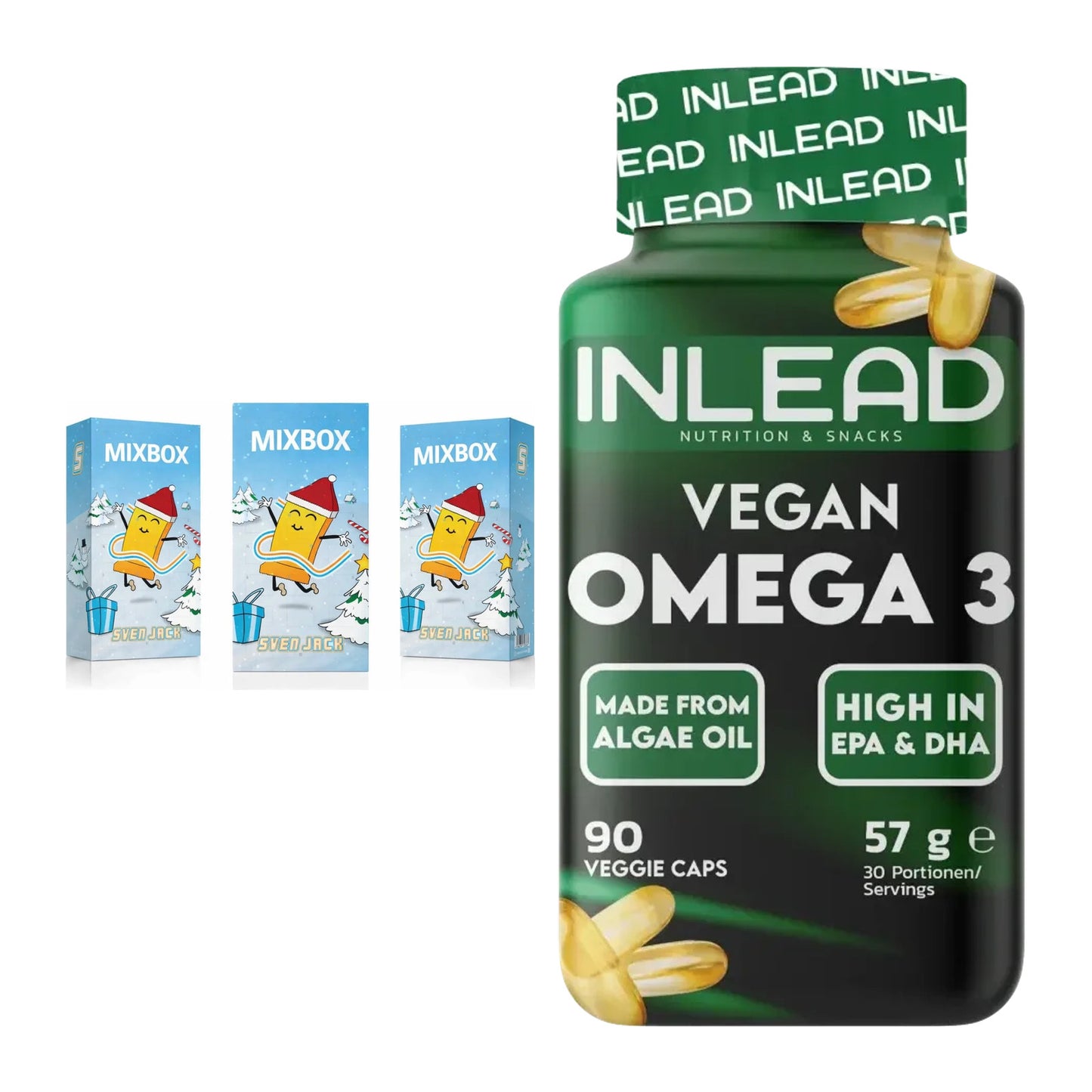 Protein-Frühstücks-Set: Sven Jack MIXBOX + INLEAD Vegan Omega 3 – alle enthaltenen Artikel