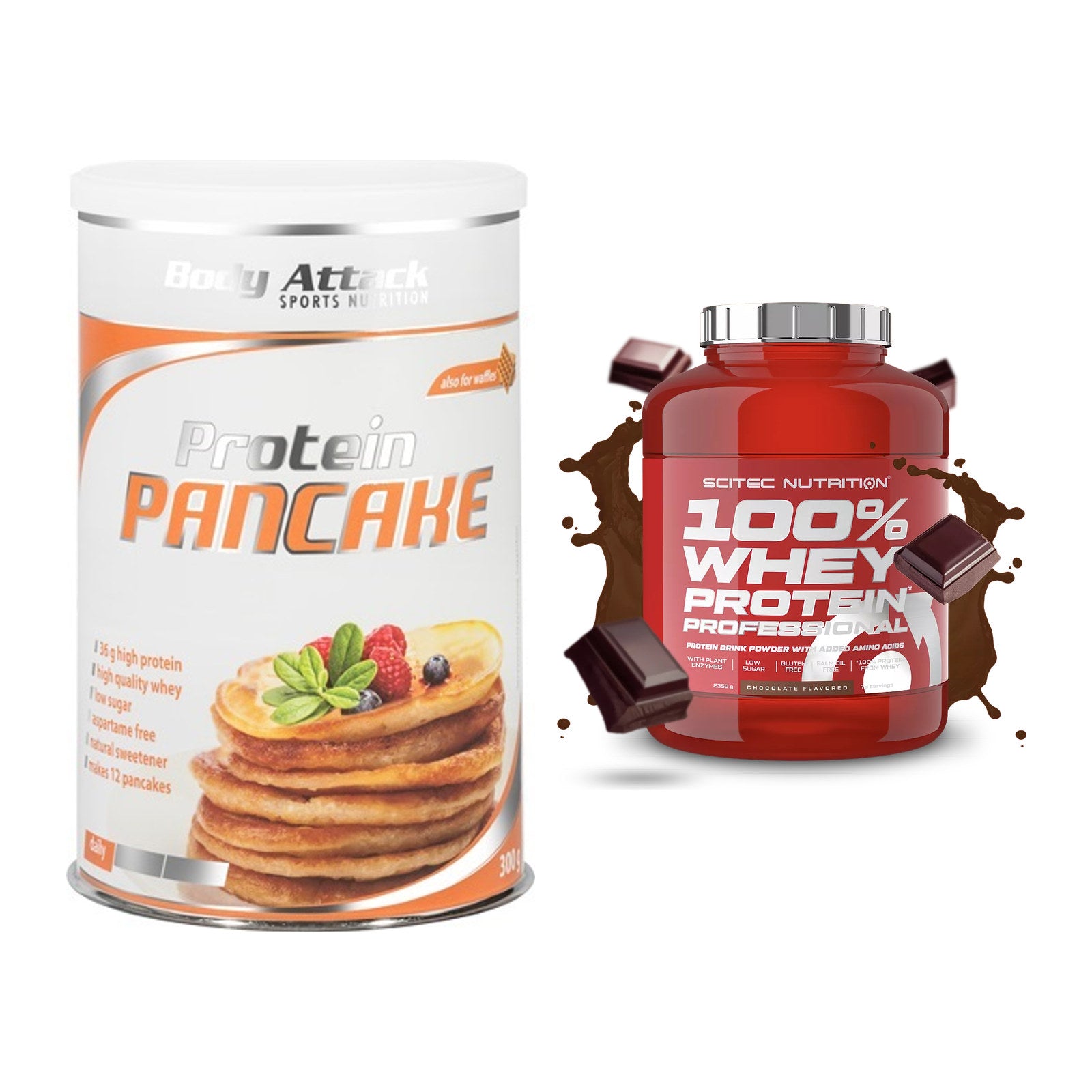 Protein-Frühstücks-Set: Body Attack Protein + Scitec 100% Whey – alle enthaltenen Artikel
