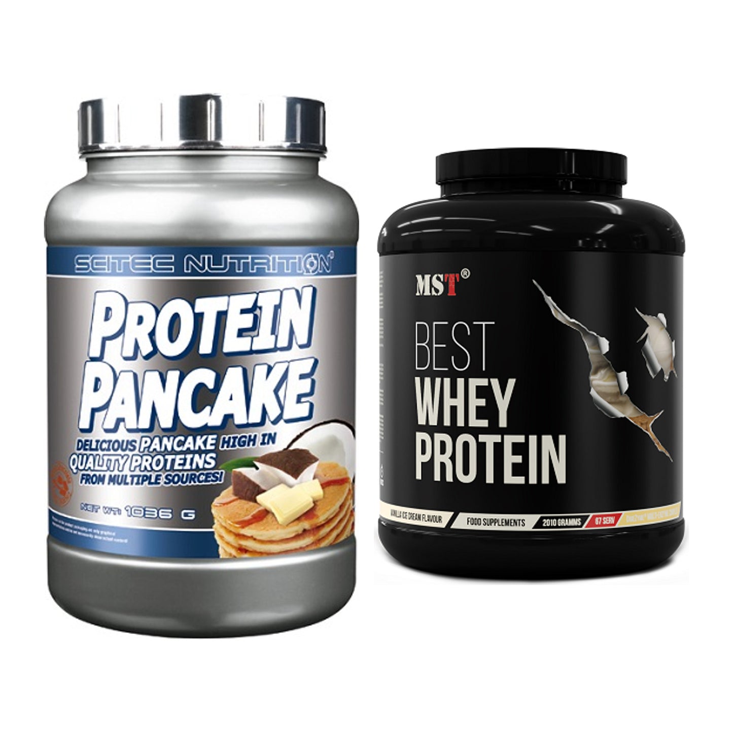 Protein-Frühstücks-Set: Scitec Protein Pancake + MST Best Whey Protein – alle enthaltenen Artikel