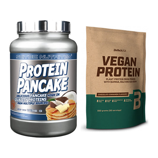 Protein-Frühstücks-Set: Scitec Protein Pancake + BioTech Vegan Protein – alle enthaltenen Artikel