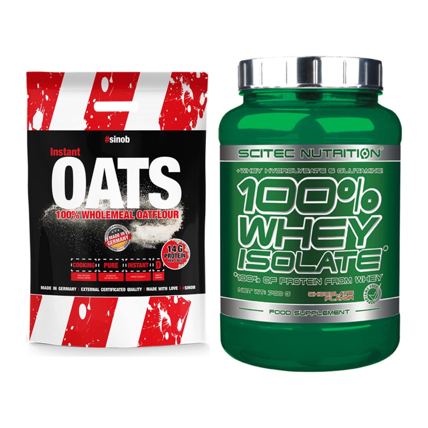 Protein-Frühstücks-Set: Sinob Instant Oats + Scitec Whey Isolate – alle enthaltenen Artikel