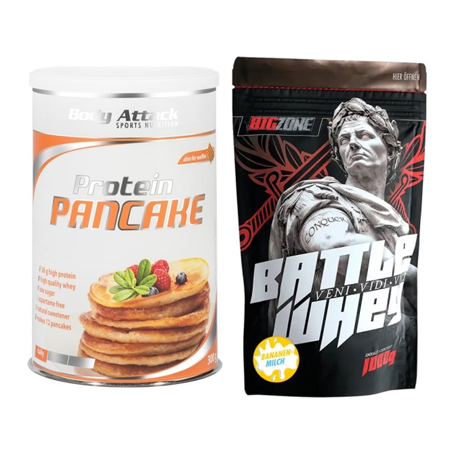 Protein-Frühstücks-Set: Body Attack Protein + Big Zone Battle Whey – alle enthaltenen Artikel