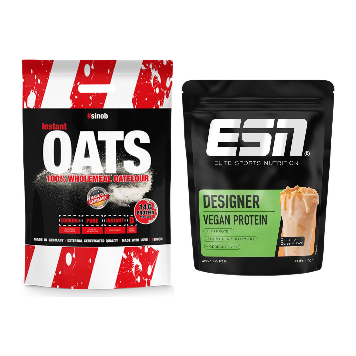 Protein-Frühstücks-Set: Sinob Instant Oats + ESN Designer Vegan – alle enthaltenen Artikel