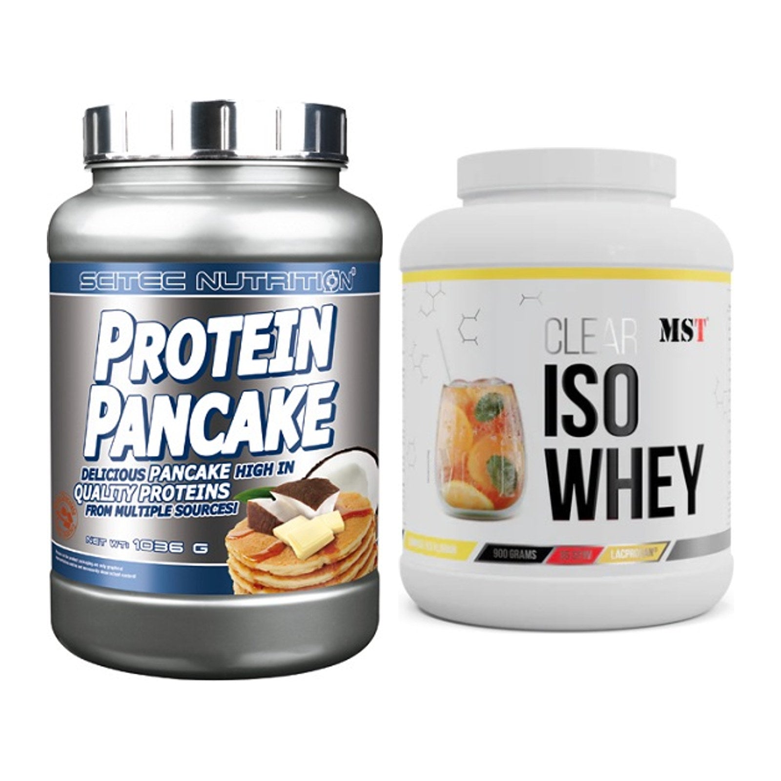 Protein-Frühstücks-Set: Scitec Protein Pancake + MST Iso Clear – alle enthaltenen Artikel