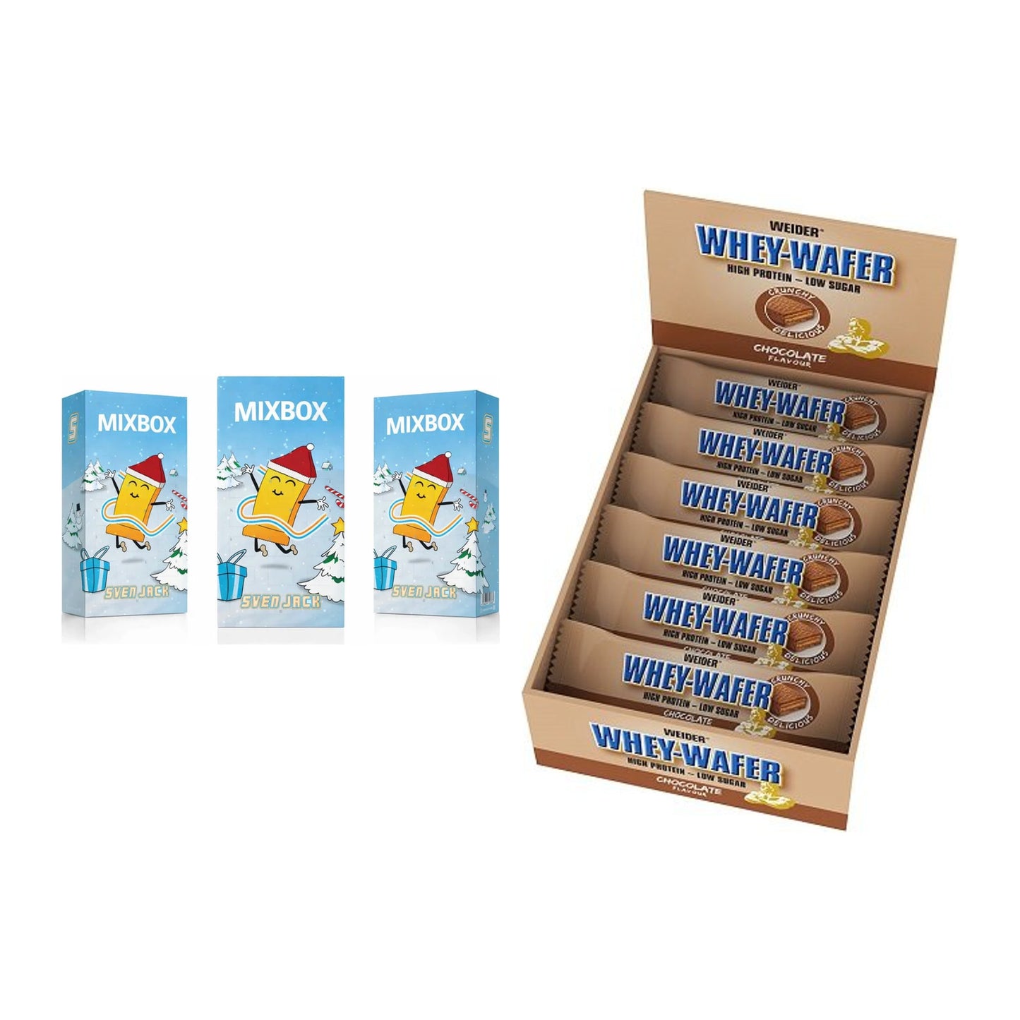 Protein-Frühstücks-Set: Sven Jack MIXBOX + Weider Whey Wafer – alle enthaltenen Artikel
