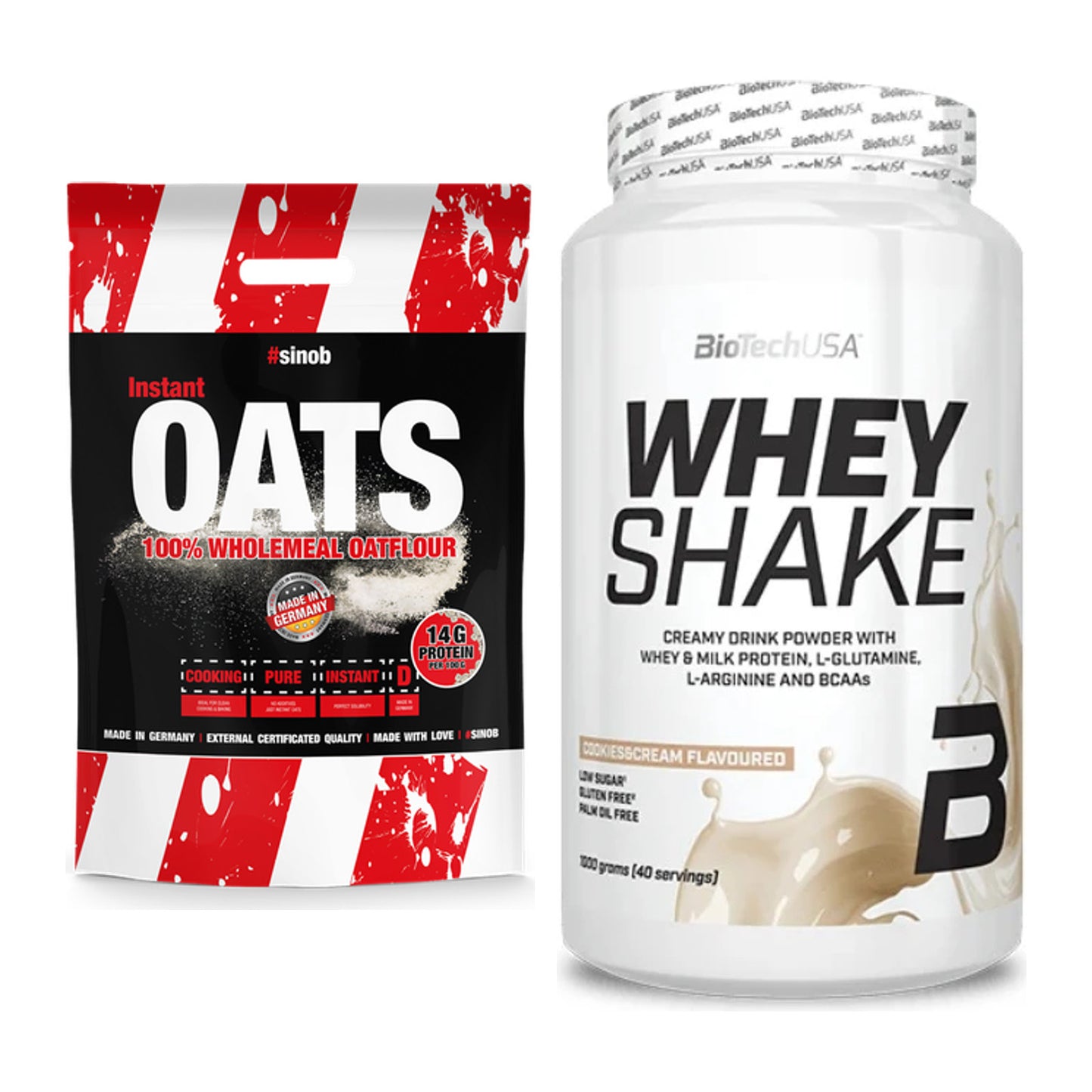 Protein-Frühstücks-Set: Sinob Instant Oats + BioTech Whey Shake – alle enthaltenen Artikel