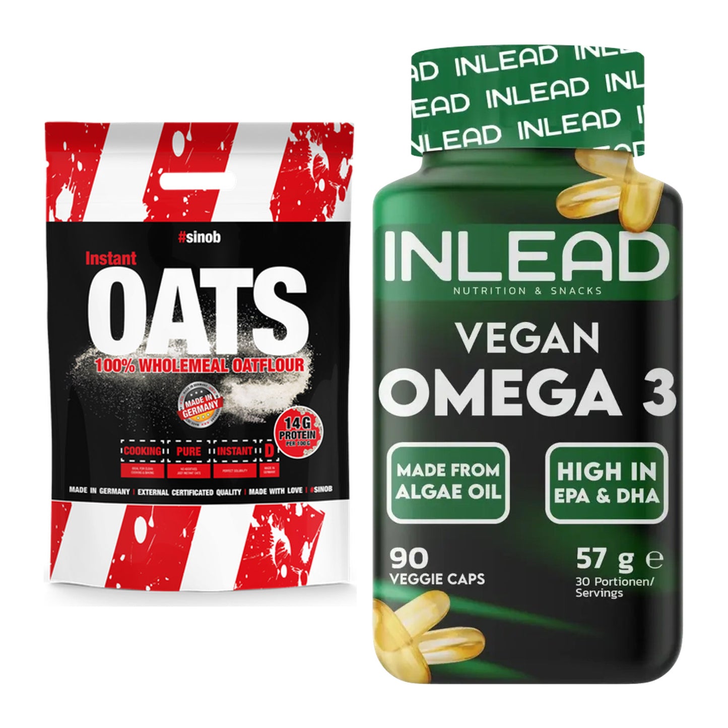 Protein-Frühstücks-Set: Sinob Instant Oats + INLEAD Vegan Omega 3 – alle enthaltenen Artikel