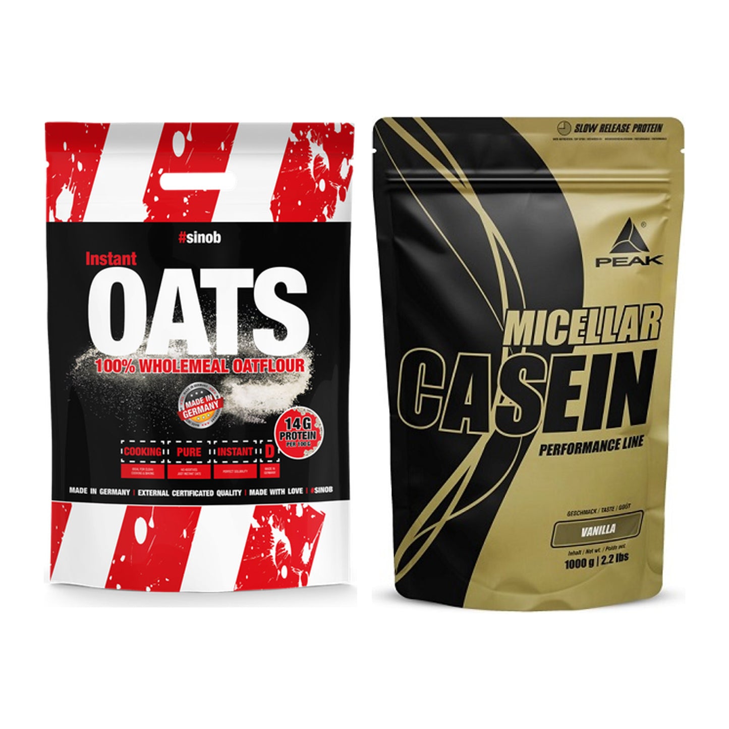 Protein-Frühstücks-Set: Sinob Instant Oats + Peak Micellar Casein – alle enthaltenen Artikel
