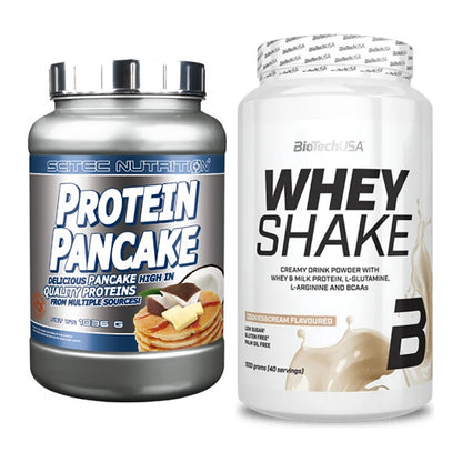 Protein-Frühstücks-Set: Scitec Protein Pancake + BioTech Whey Shake – alle enthaltenen Artikel