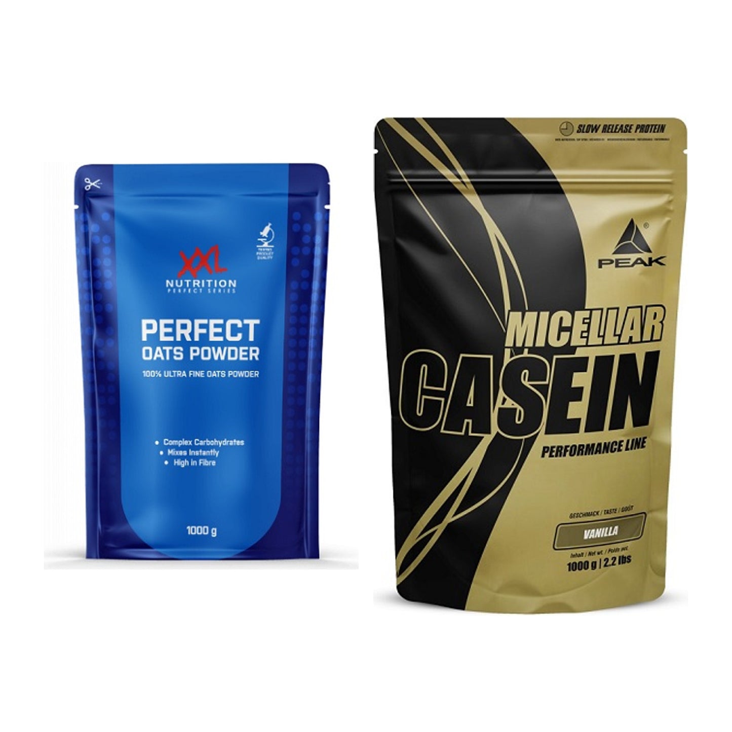Protein-Frühstücks-Set: XXL Nutrition Perfect + Peak Micellar Casein – alle enthaltenen Artikel