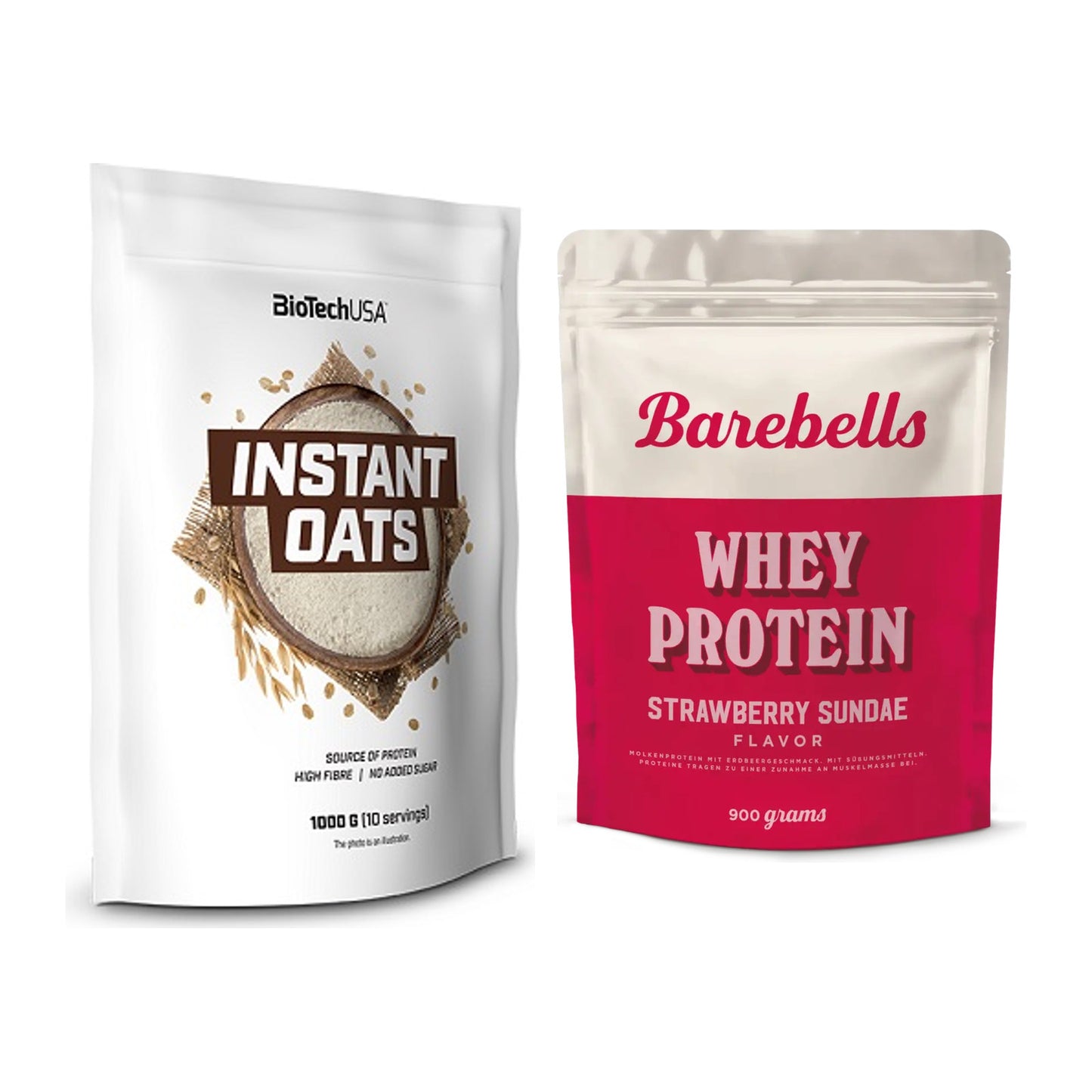 Protein-Frühstücks-Set: BioTech Instant Oats + Barebells Whey Protein – alle enthaltenen Artikel