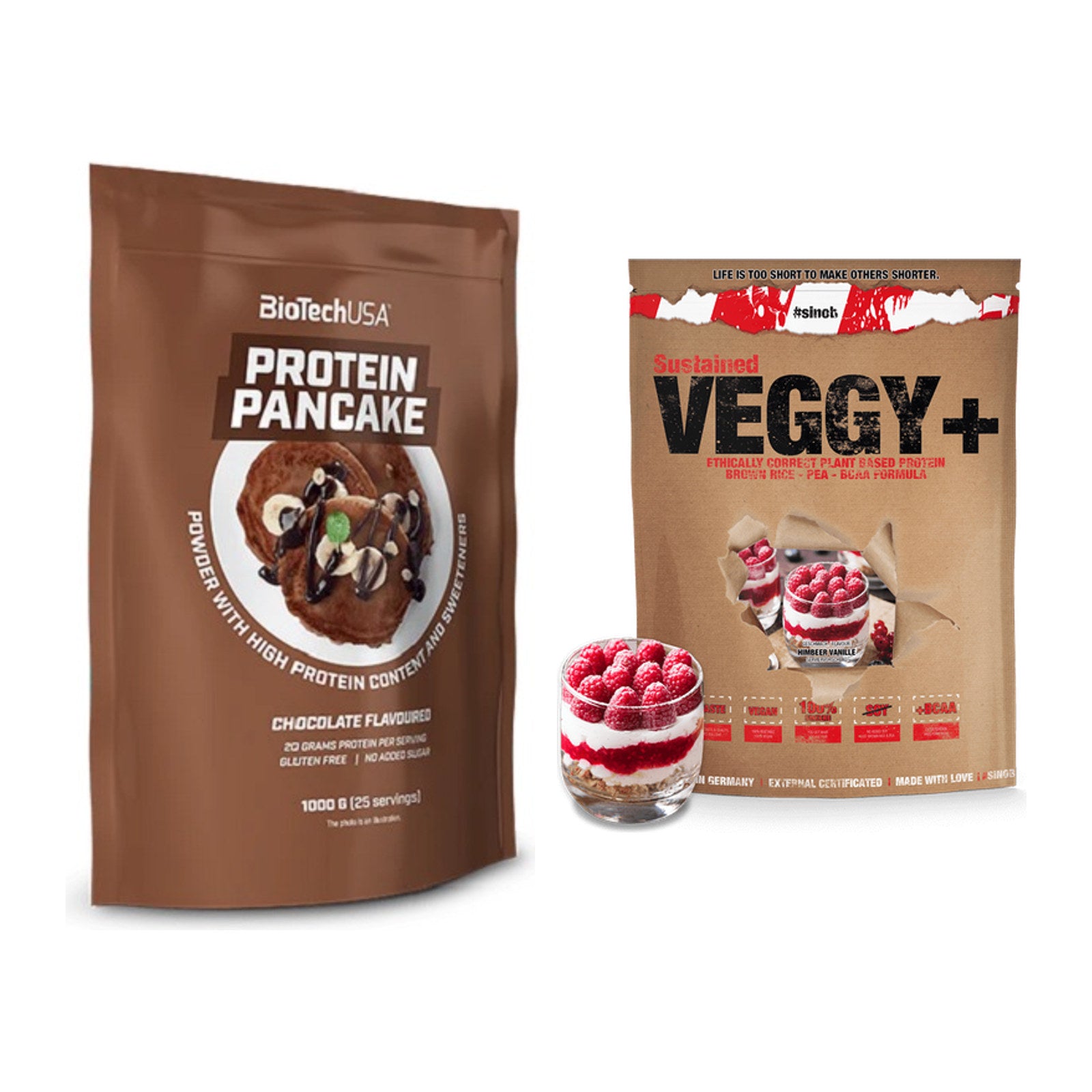 Protein-Frühstücks-Set: BioTech Protein + Sinob VEGGY + VEGAN – alle enthaltenen Artikel