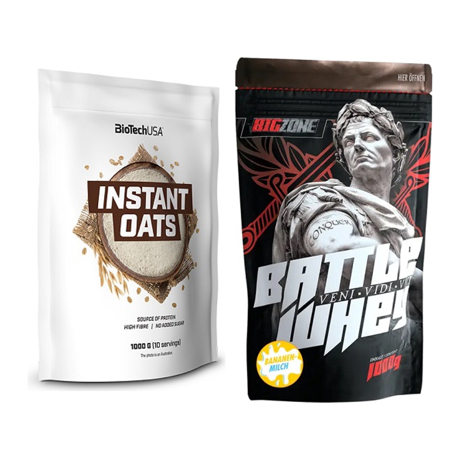 Protein-Frühstücks-Set: BioTech Instant Oats + Big Zone Battle Whey – alle enthaltenen Artikel