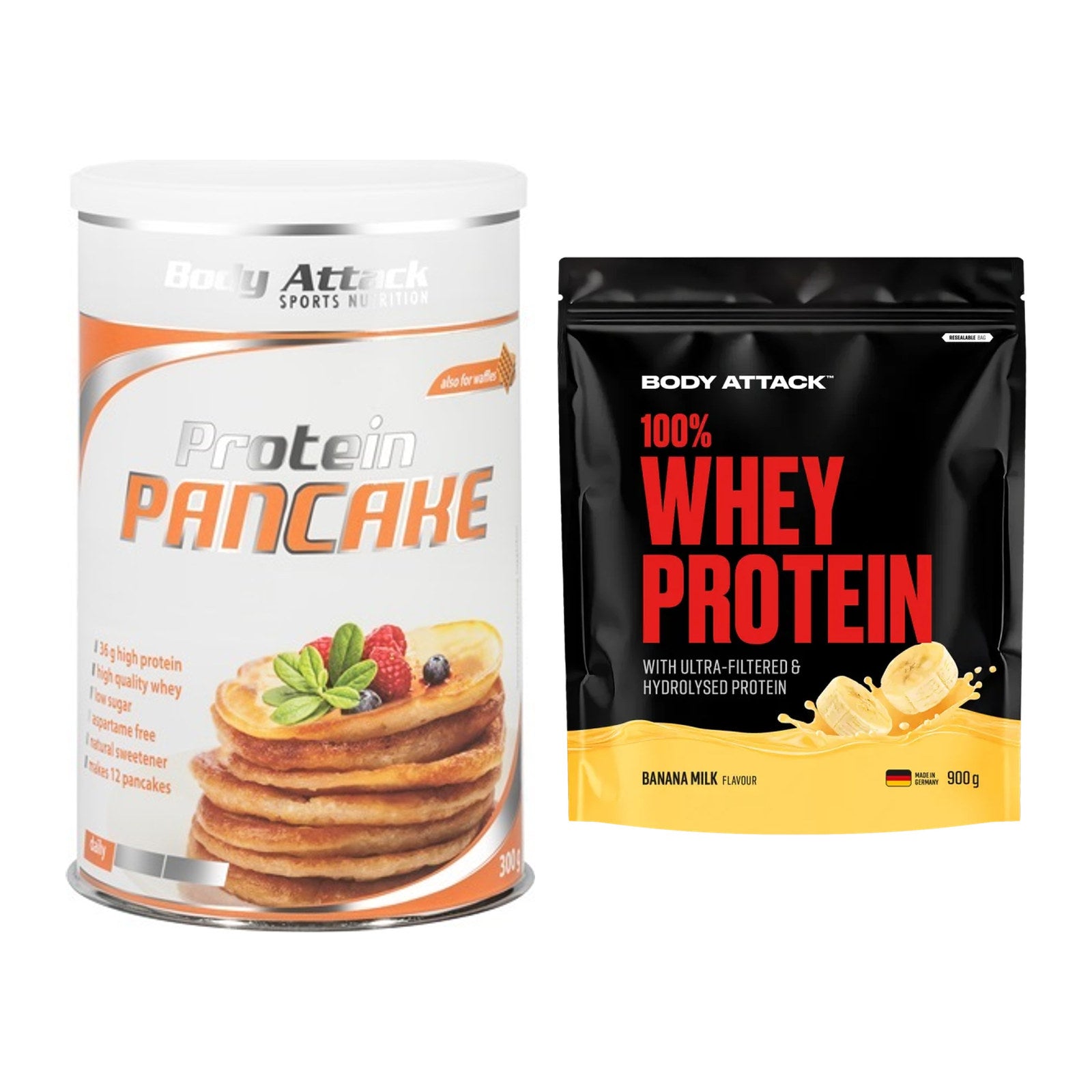 Protein-Frühstücks-Set: Body Attack Protein + Body Attack 100% Whey – alle enthaltenen Artikel