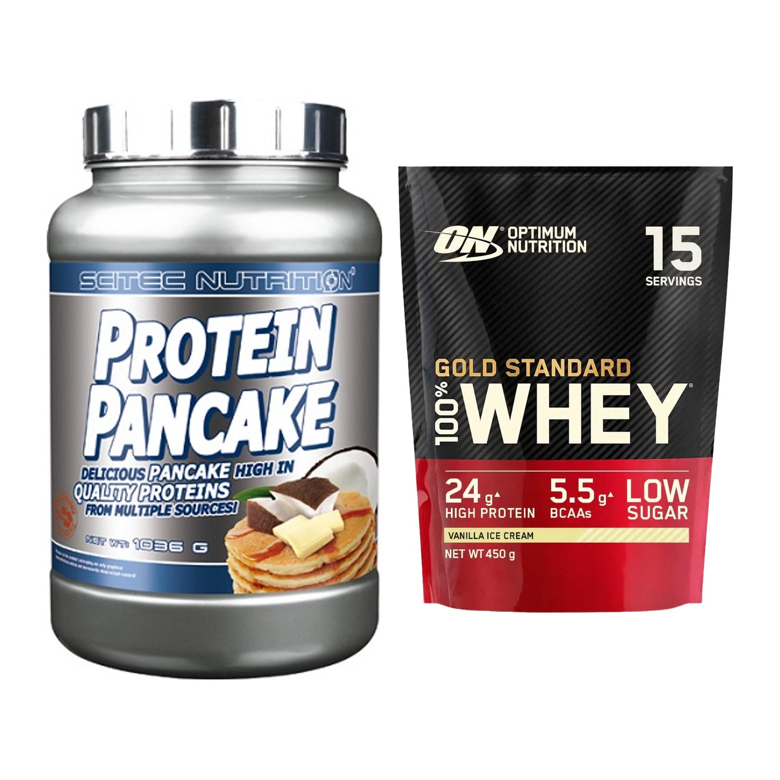 Protein-Frühstücks-Set: Scitec Protein Pancake + ON Whey Gold Standard – alle enthaltenen Artikel