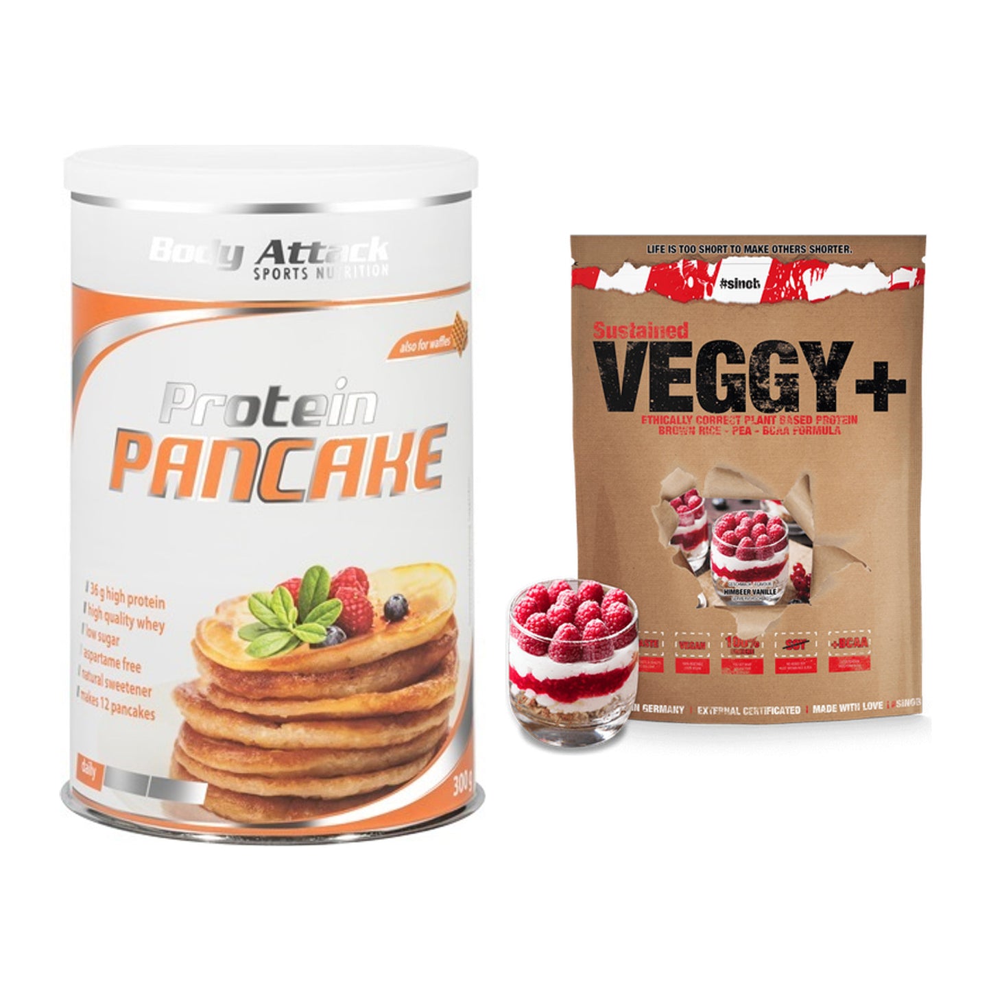 Protein-Frühstücks-Set: Body Attack Protein + Sinob VEGGY + VEGAN – alle enthaltenen Artikel