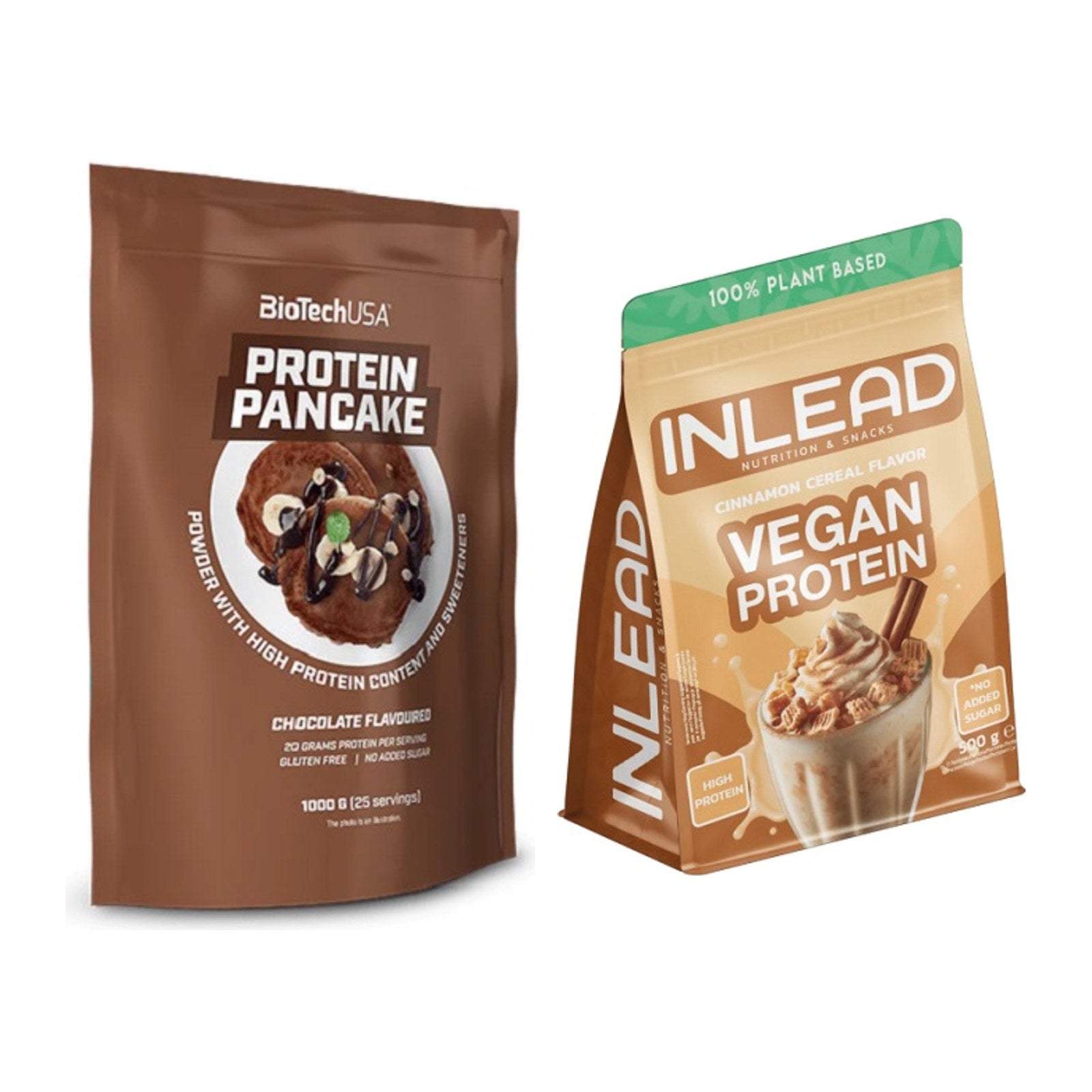 Protein-Frühstücks-Set: BioTech Protein Pancake + INLEAD Vegan Protein – alle enthaltenen Artikel