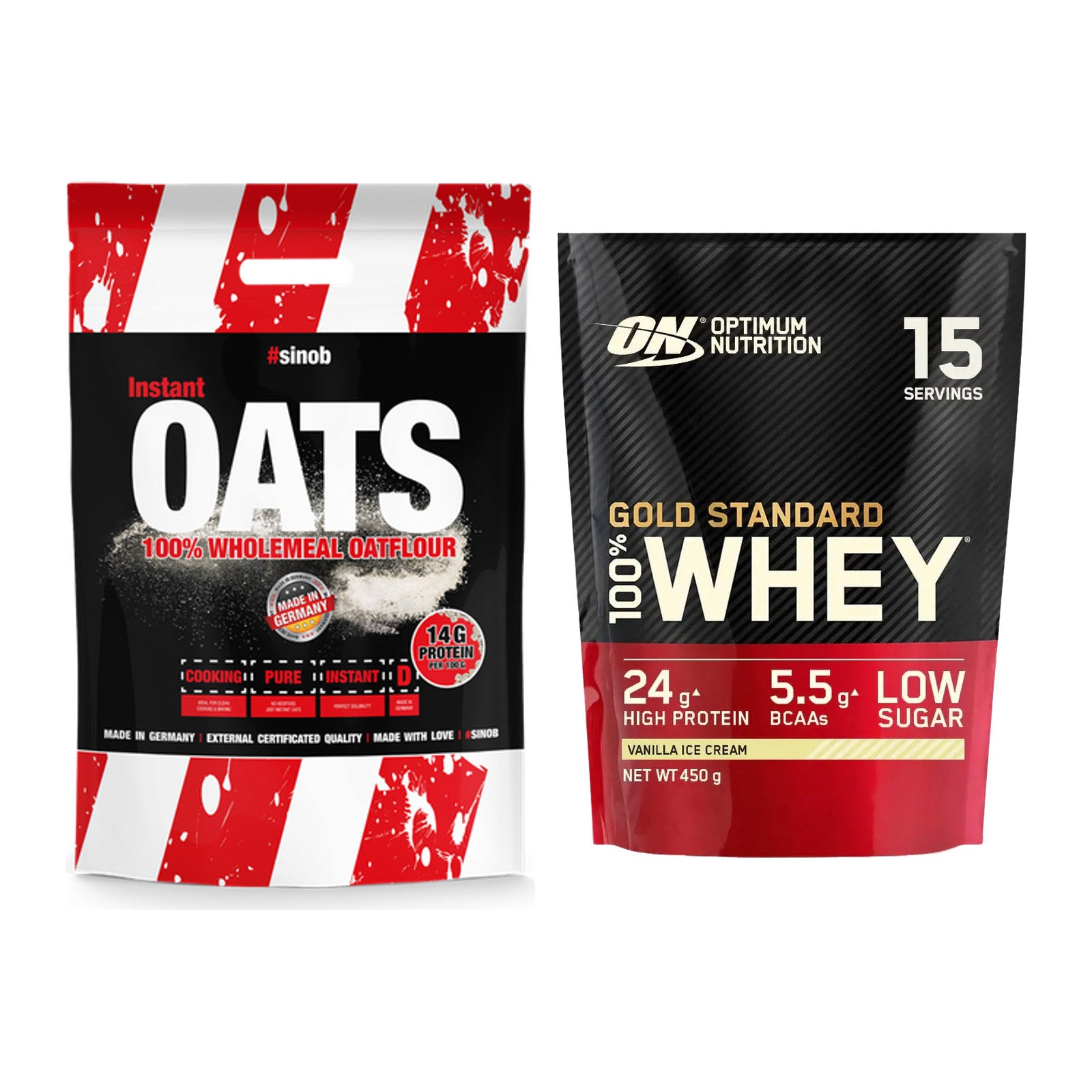 Protein-Frühstücks-Set: Sinob Instant Oats + ON Whey Gold Standard – alle enthaltenen Artikel