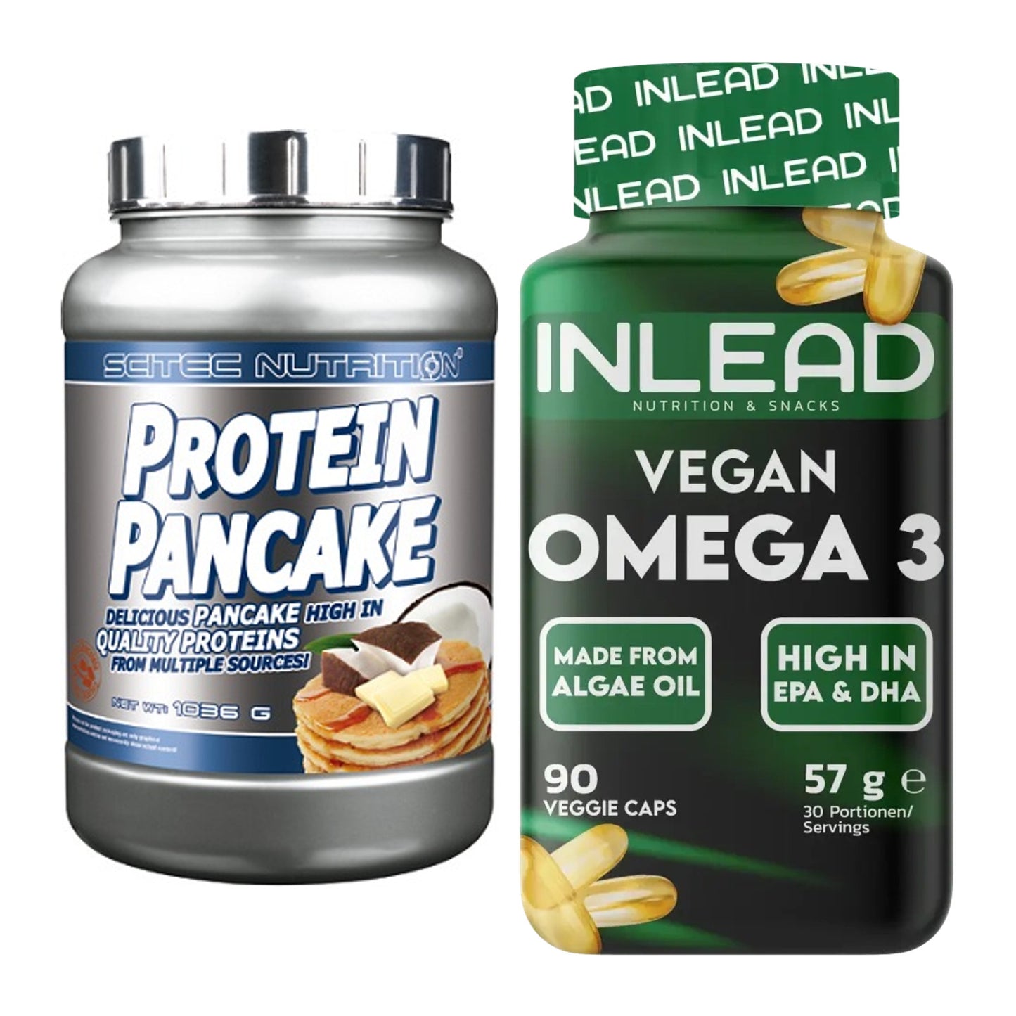 Protein-Frühstücks-Set: Scitec Protein Pancake + INLEAD Vegan Omega 3 – alle enthaltenen Artikel