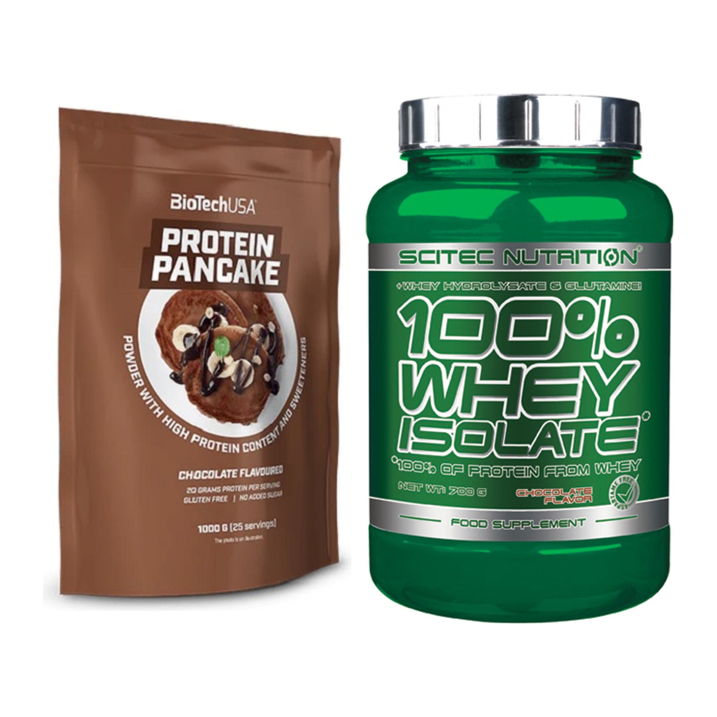 Protein-Frühstücks-Set: BioTech Protein Pancake + Scitec Whey Isolate – alle enthaltenen Artikel