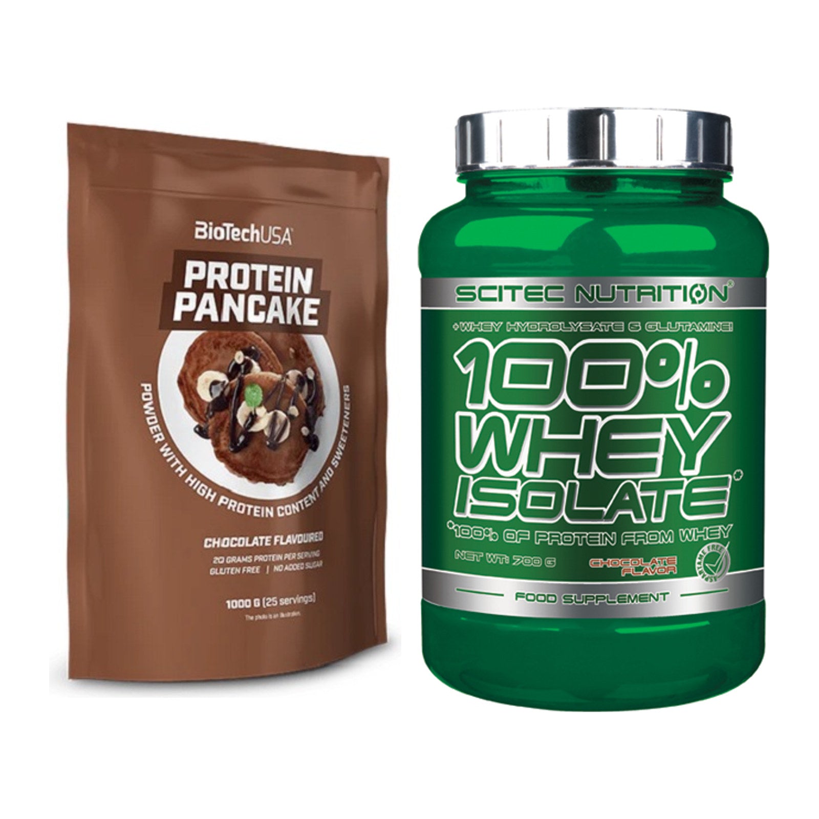 Protein-Frühstücks-Set: BioTech Protein Pancake + Scitec Whey Isolate – alle enthaltenen Artikel