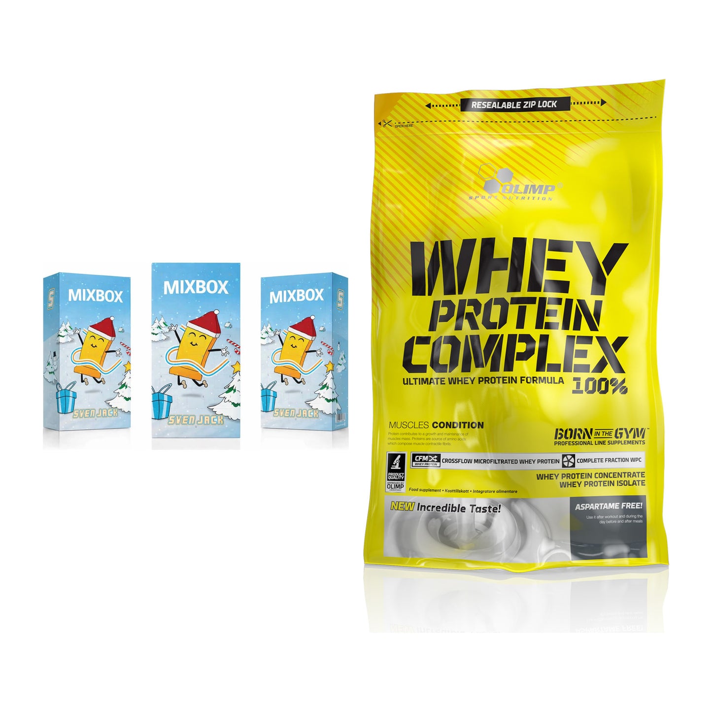 Protein-Frühstücks-Set: Sven Jack MIXBOX + Olimp Whey Protein – alle enthaltenen Artikel