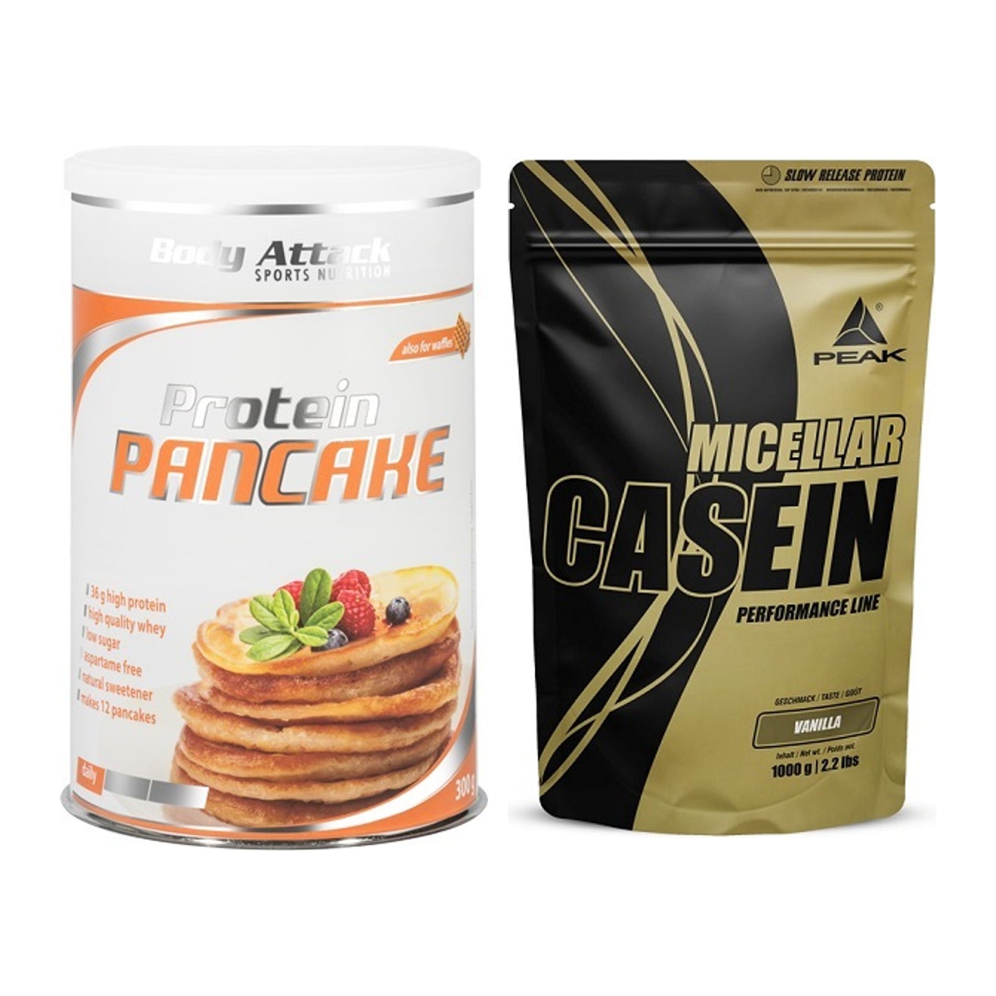 Protein-Frühstücks-Set: Body Attack Protein + Peak Micellar Casein – alle enthaltenen Artikel