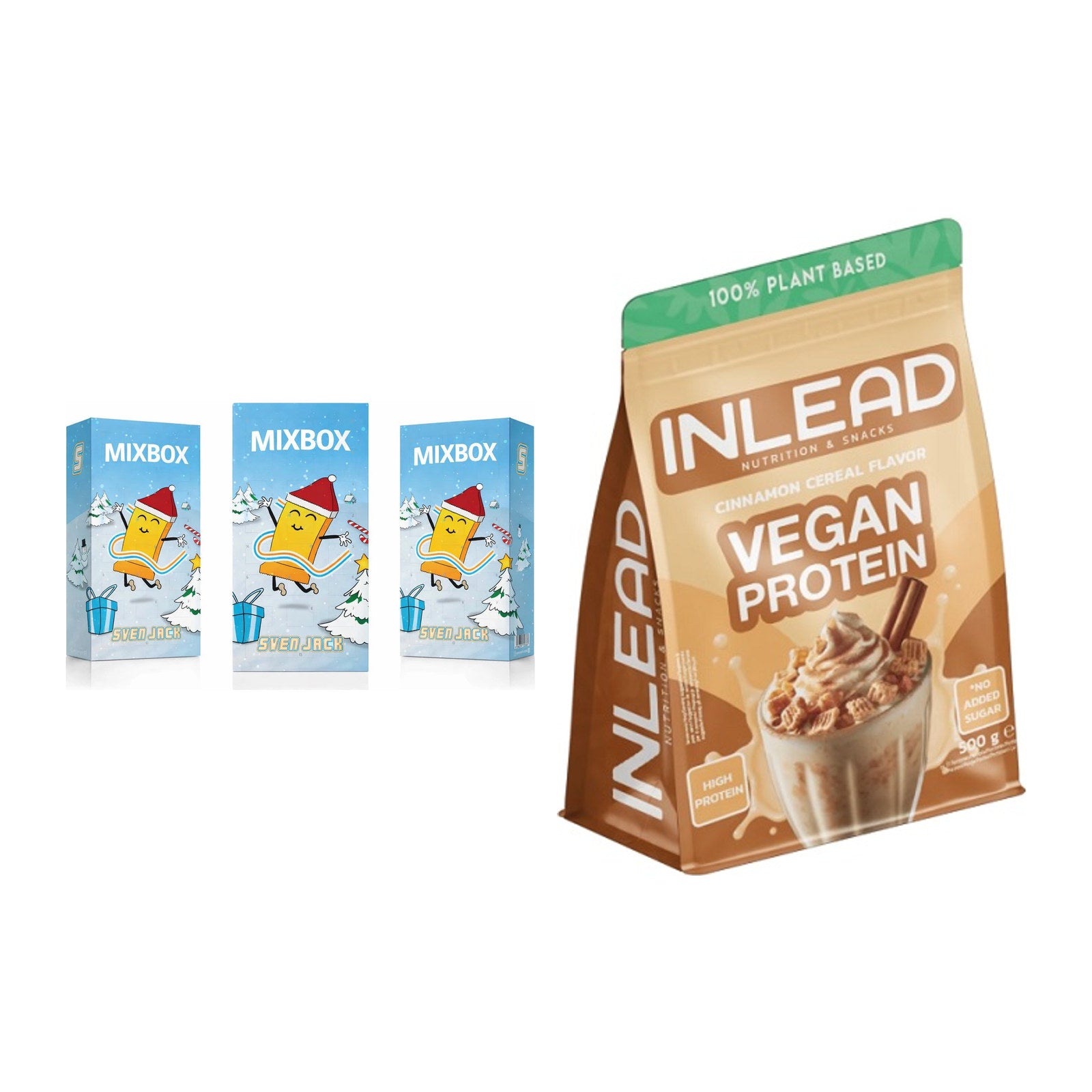 Protein-Frühstücks-Set: Sven Jack MIXBOX + INLEAD Vegan Protein – alle enthaltenen Artikel