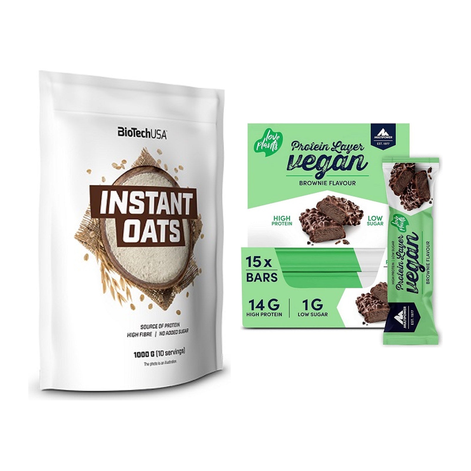 Protein-Frühstücks-Set: BioTech Instant Oats + Multipower Vegan – alle enthaltenen Artikel