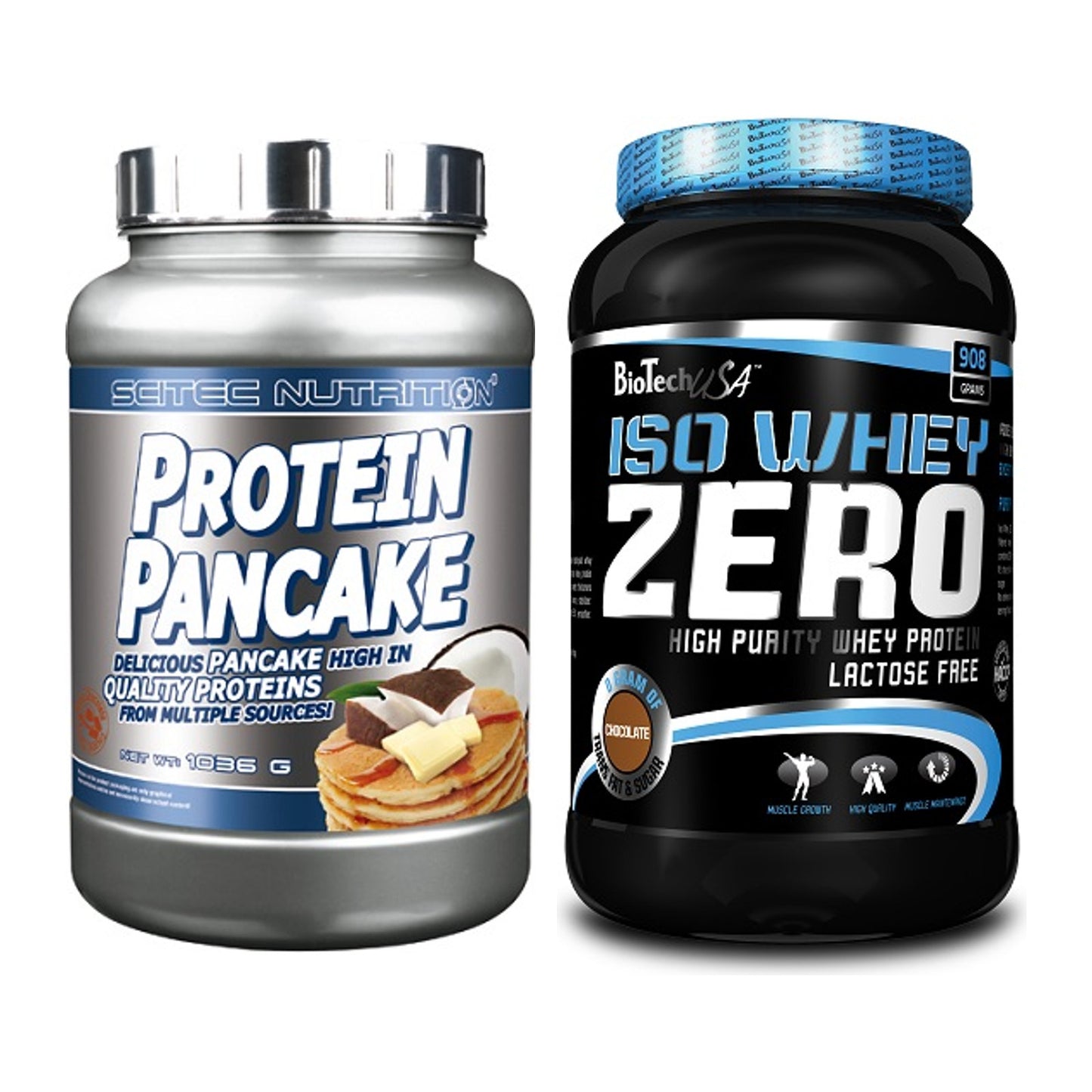 Protein-Frühstücks-Set: Scitec Protein Pancake + BioTech Iso Whey Zero – alle enthaltenen Artikel