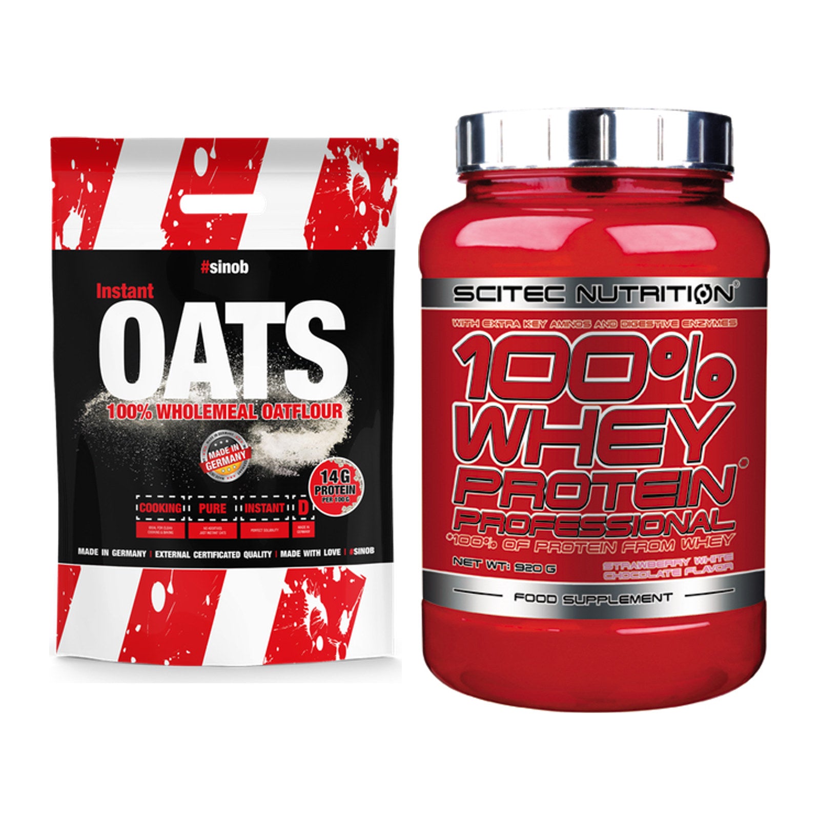 Protein-Frühstücks-Set: Sinob Instant Oats + Scitec 100% Whey – alle enthaltenen Artikel