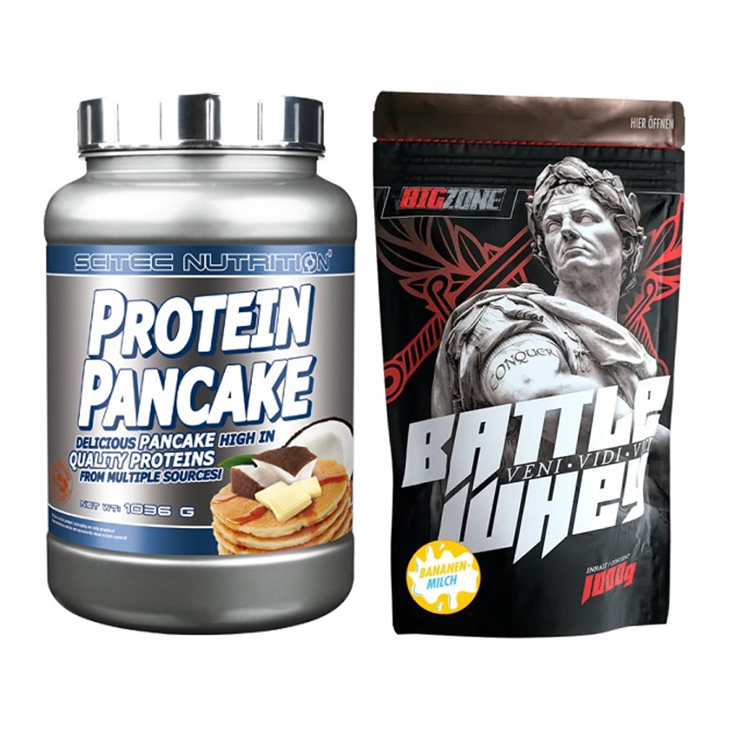Protein-Frühstücks-Set: Scitec Protein Pancake + Big Zone Battle Whey – alle enthaltenen Artikel