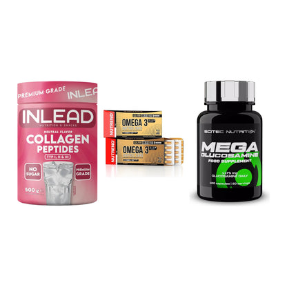 Gelenk-Set: INLEAD Collagen + Nutrend Omega 3 + Scitec Mega – alle enthaltenen Artikel