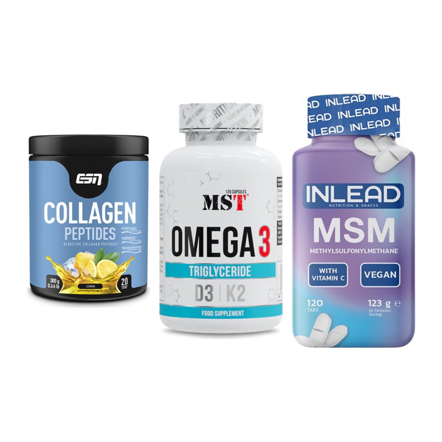 Gelenk-Set: ESN Collagen + MST Omega 3 500 + INLEAD MSM – alle enthaltenen Artikel