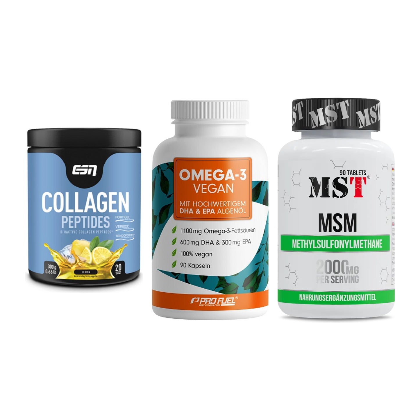 Gelenk-Set: ESN Collagen + ProFuel Omega 3 + MST MSM 2000 / – alle enthaltenen Artikel