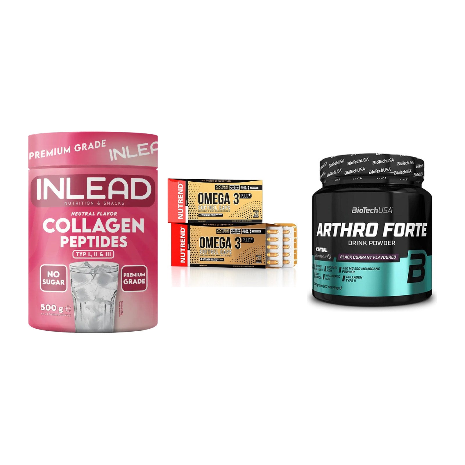 Gelenk-Set: INLEAD Collagen + Nutrend Omega 3 + BioTech Arthro – alle enthaltenen Artikel