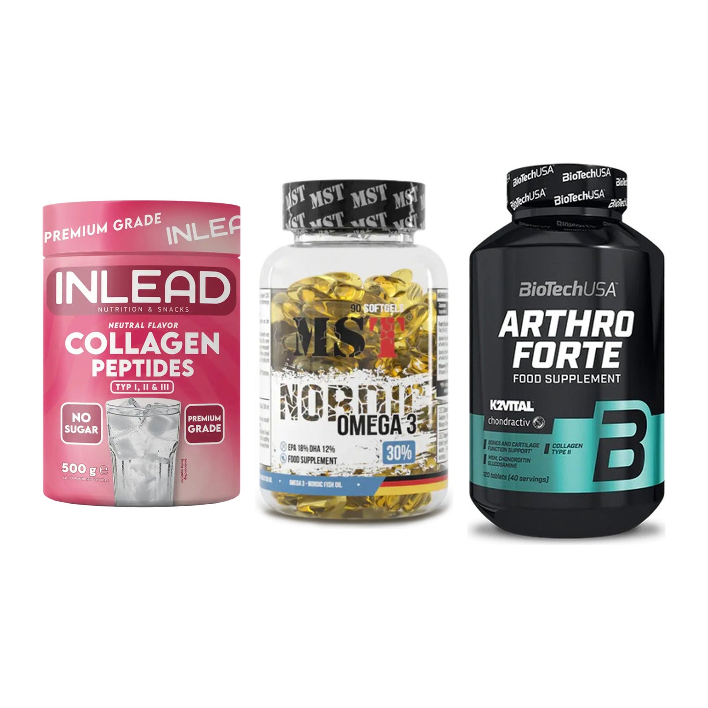 Gelenk-Set: INLEAD Collagen + MST Omega 3 + BioTech Arthro – alle enthaltenen Artikel