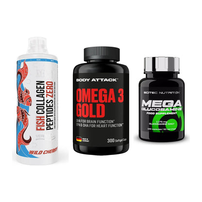 Gelenk-Set: MST Fish Collagen + Body Attack Omega + Scitec Mega – alle enthaltenen Artikel