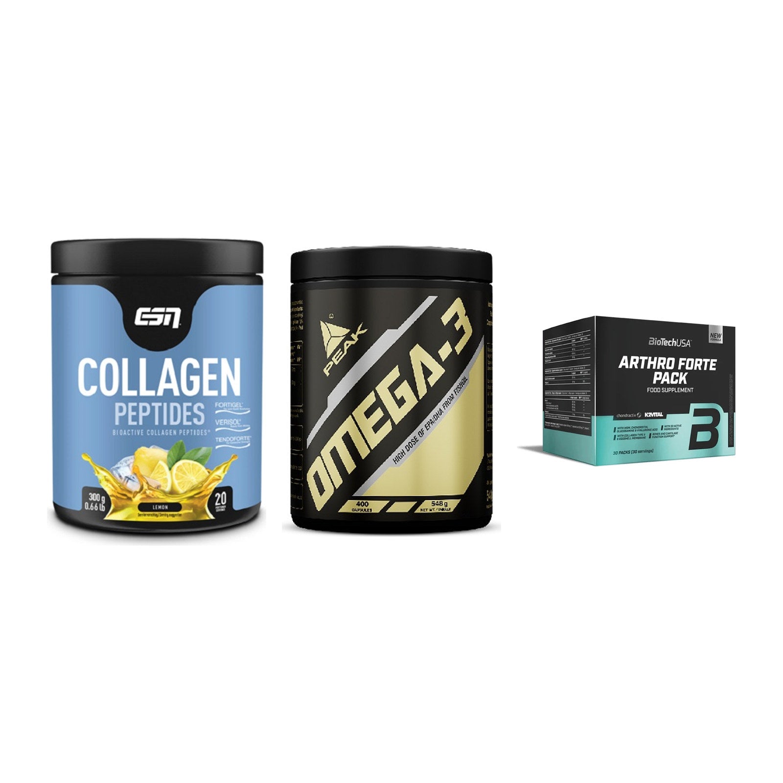 Gelenk-Set: ESN Collagen + Peak Omega-3 + BioTech Arthro – alle enthaltenen Artikel