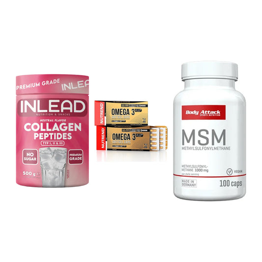 Gelenk-Set: INLEAD Collagen + Nutrend Omega 3 + Body Attack MSM – alle enthaltenen Artikel