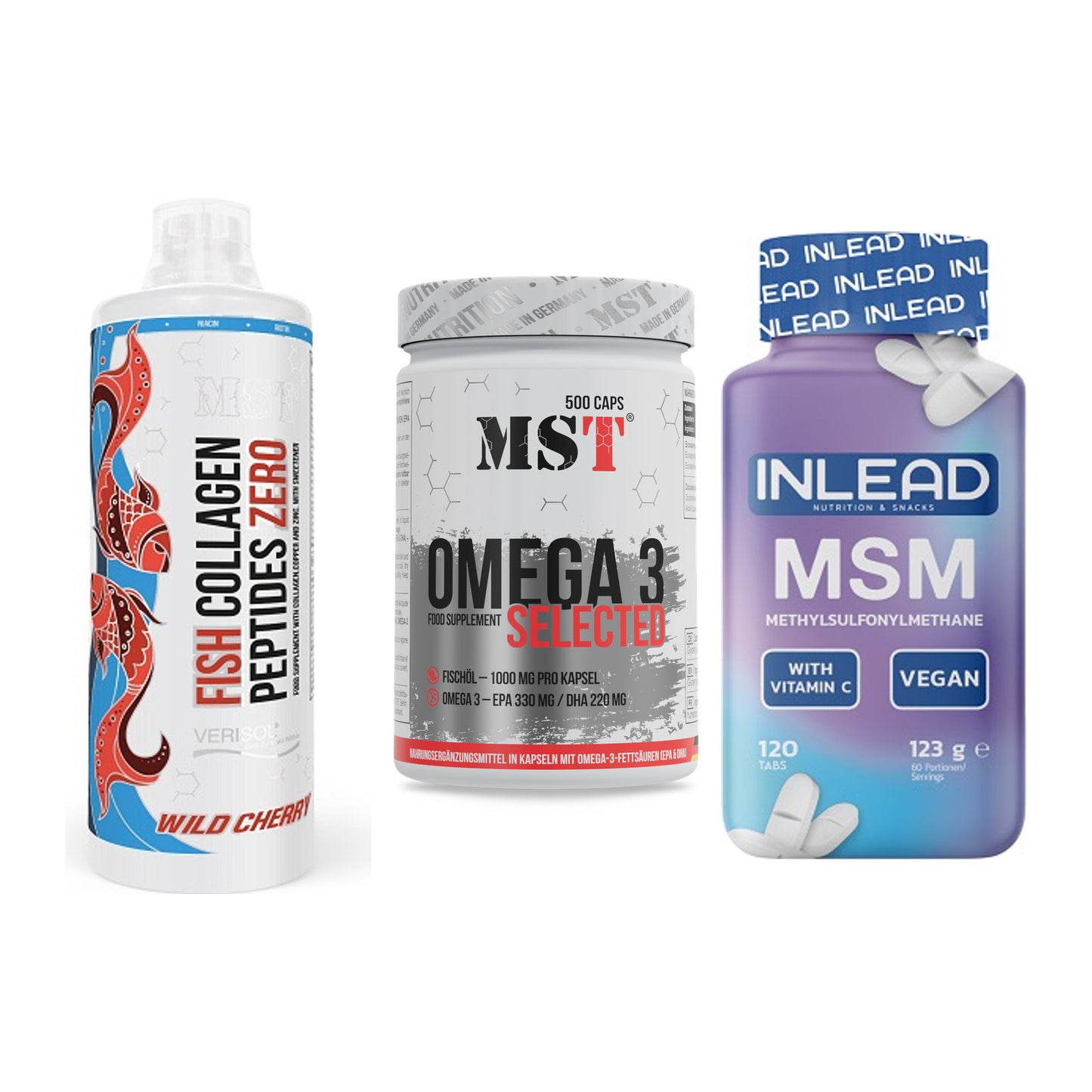 Gelenk-Set: MST Fish Collagen + MST Omega 3 + INLEAD MSM – alle enthaltenen Artikel