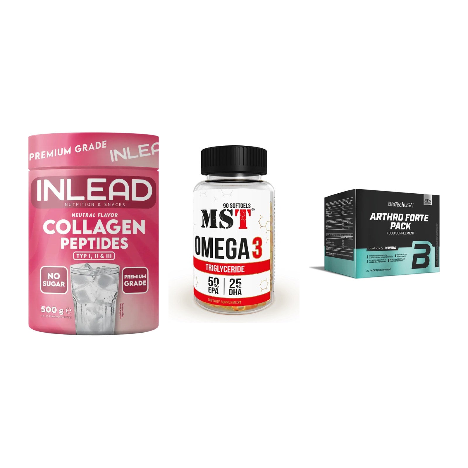 Gelenk-Set: INLEAD Collagen + MST Omega 3 + BioTech Arthro – alle enthaltenen Artikel