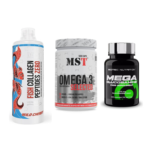 Gelenk-Set: MST Fish Collagen + MST Omega 3 + Scitec Mega – alle enthaltenen Artikel