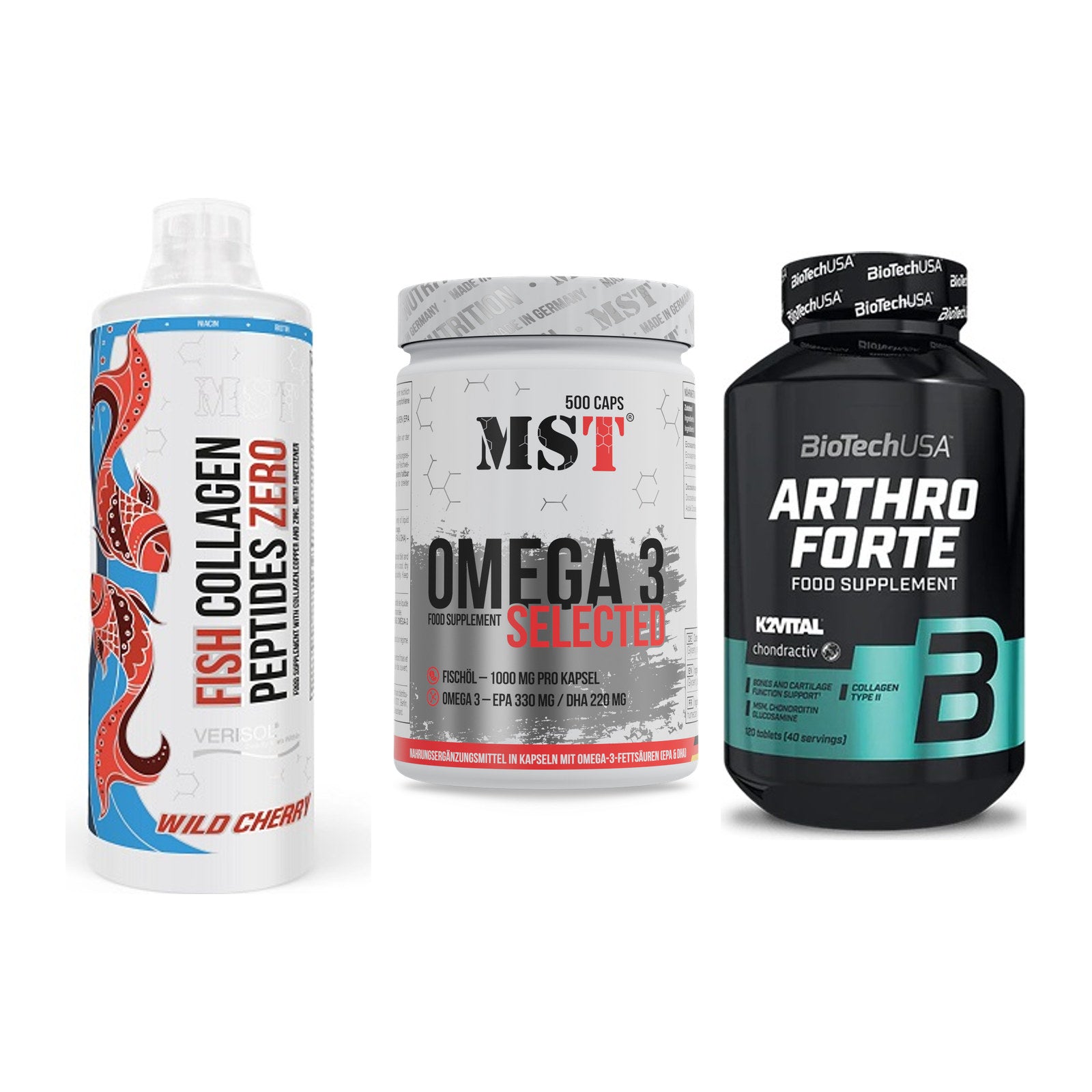 Gelenk-Set: MST Fish Collagen + MST Omega 3 + BioTech Arthro – alle enthaltenen Artikel