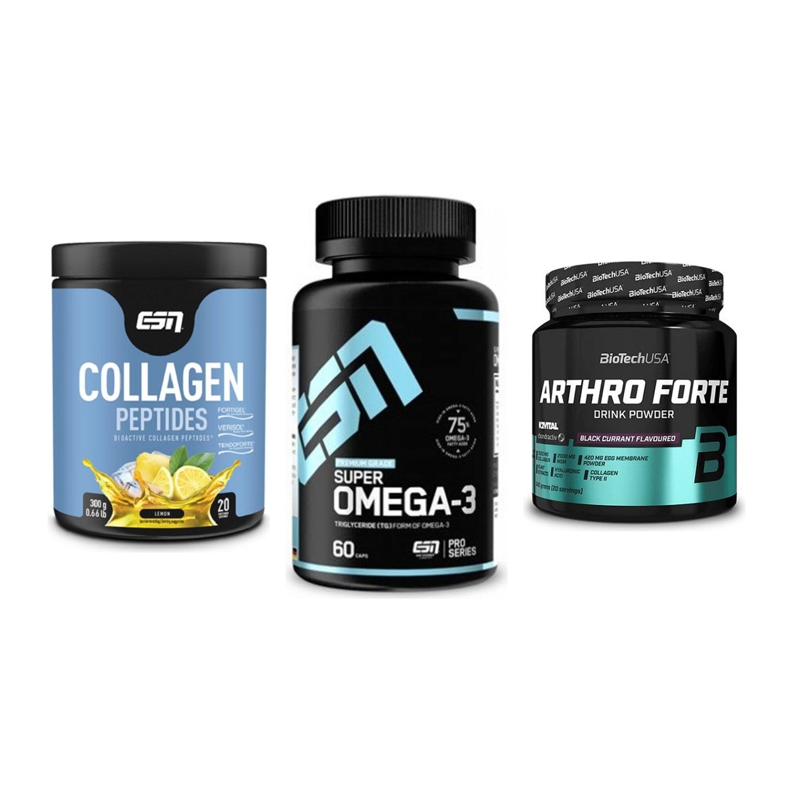 Gelenk-Set: ESN Collagen Peptides + ESN Omega 3 + BioTech Arthro Forte – alle enthaltenen Artikel