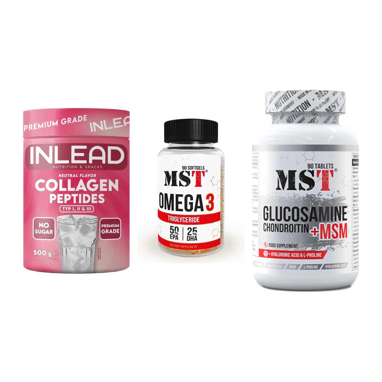 Gelenk-Set: INLEAD Collagen + MST Omega 3 + MST Glucosamine – alle enthaltenen Artikel