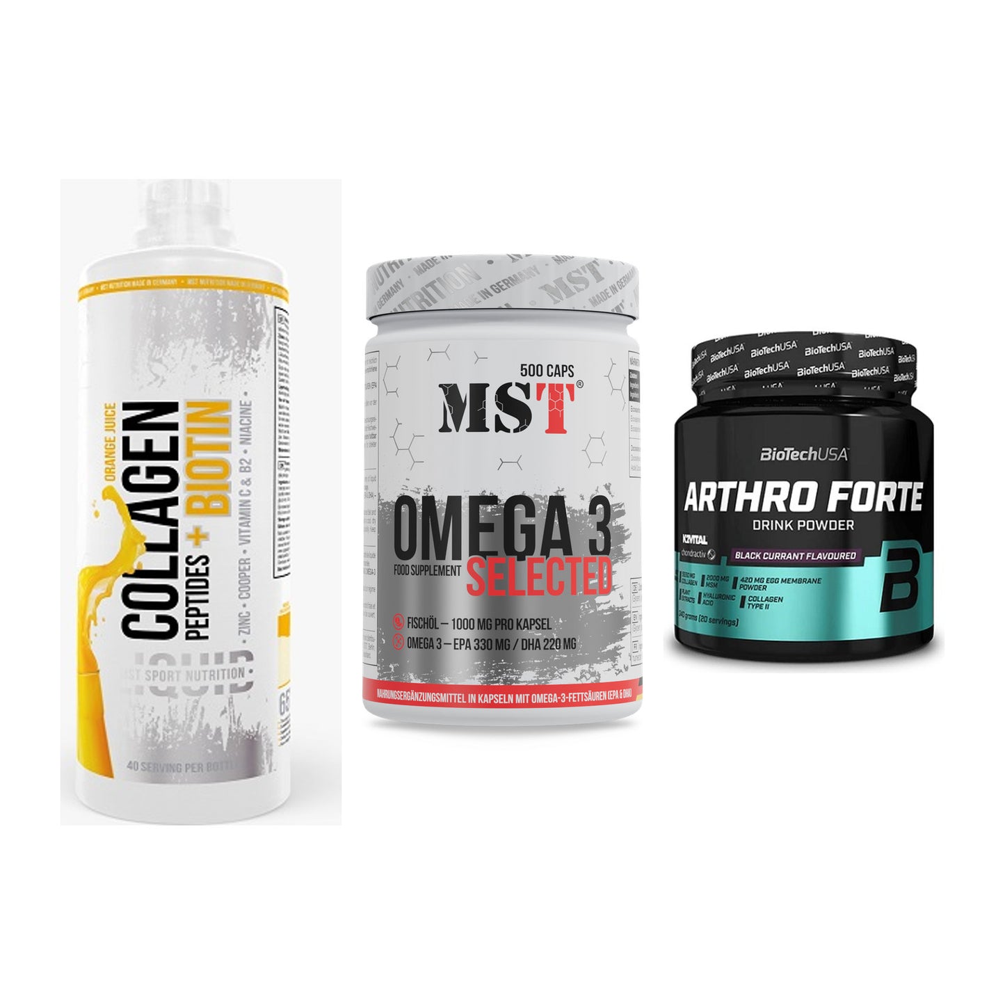Gelenk-Set: MST Collagen + MST Omega 3 + BioTech Arthro – alle enthaltenen Artikel